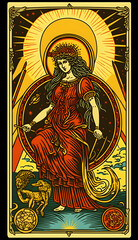 Magic color occult cards. Vintage mystic tarot cards with icon people and magical symbols. Generation AI