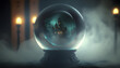 Crystal magic ball predict fate with fog and smog. Generation AI