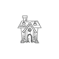 House coloring page, House line art, House coloring book for kids. 