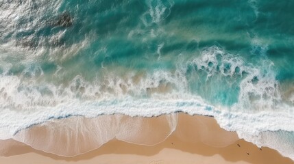  Ocean waves on sandy beach, generative AI