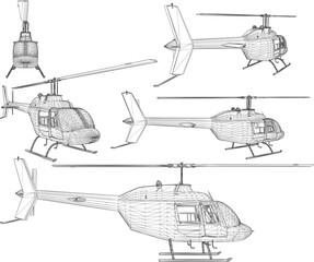 Sticker - Vector illustration sketch of propeller helicopter airplane