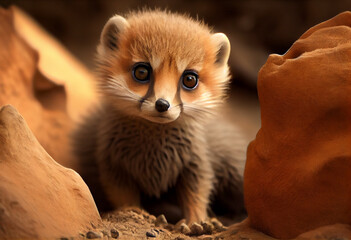 Poster - Beautiful photo fluffy animal concept, contemporary natural and mood social background. Generative AI technology.	
