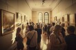 © Road Red Runner - Group of people attend an art gallery with paintings. Ai generated.