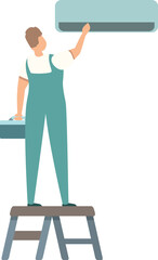 Poster - Clean air conditioner icon cartoon vector. Repair house. Service home