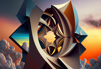 Poster - abstract background with stars. Generative AI technology.	