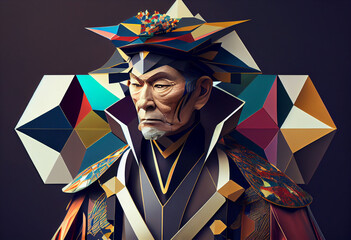Poster - Beautiful abstract Hashirama - god-founder of the religion and the first emperor of Japan. Generative AI technology.	
