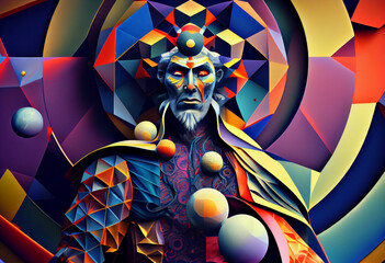 Poster - Beautiful abstract Hashirama - god-founder of the religion and the first emperor of Japan. Generative AI technology.	
