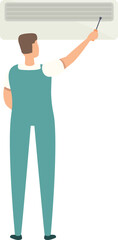 Poster - Service install icon cartoon vector. Air conditioner. Man system