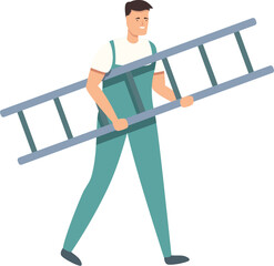 Poster - Ladder service install icon cartoon vector. Air conditioner. Home system
