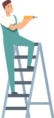Poster - Home ladder icon cartoon vector. Air conditioner. Service system