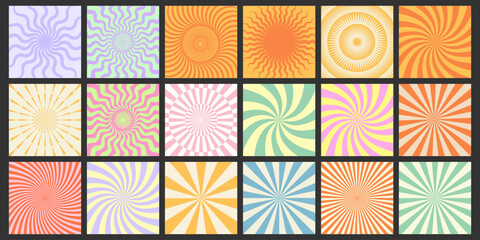 Poster - Cool Groovy Art Texture Vector Design. Trendy Y2k Geometric Pattern. Abstract Colorful Background. Vintage Backdrop.