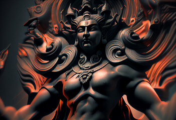 Aufkleber - Major gods and goddesses of ancient Indian religions including Hinduism, Buddhism and their predecessors: Brahma, Vishnu, Shiva, Kali, Ganesh, Krishna, Devi, Buddha, Bodhisattva,  Tara. Generative AI 