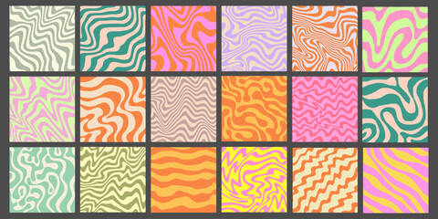 Wall Mural - Cool Groovy Art Texture Vector Design. Trendy Y2k Geometric Pattern. Abstract Colorful Background. Vintage Backdrop.