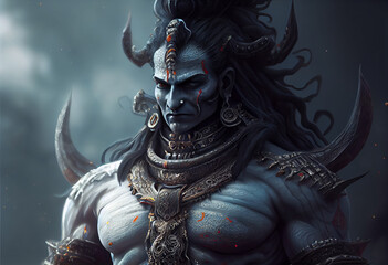 Poster - Major gods and goddesses of ancient Indian religions including Hinduism, Buddhism and their predecessors: Brahma, Vishnu, Shiva, Kali, Ganesh, Krishna, Devi, Buddha, Bodhisattva,  Tara. Generative AI 