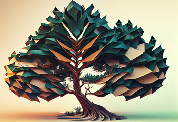 Poster - Beautiful abstract surreal tree. Generative AI technology.	
