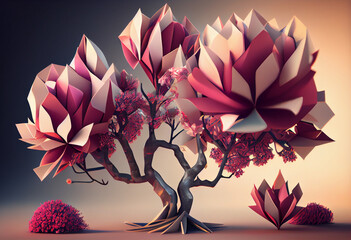 Poster - Beautiful abstract surreal tree. Generative AI technology.	
