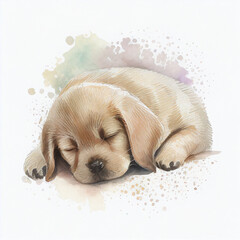 Wall Mural - Sleeping golden retriever puppy