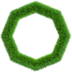 Wall Mural - Grass frame in form of octagon. 3D rendering illustration.