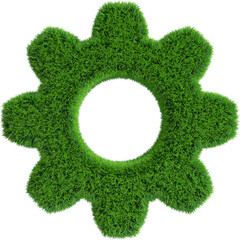 Wall Mural - Cogwheel from grass.3D rendering illustration.