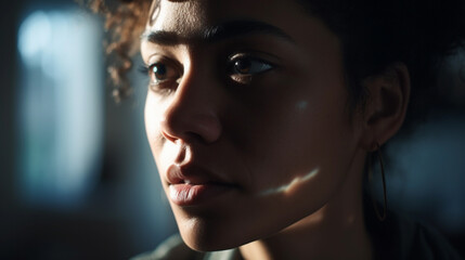  Close up portrait of woman's face, Generative AI
