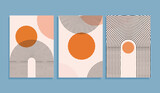 Fototapeta Zachód słońca - set of banners with geometric lines shapes and circles