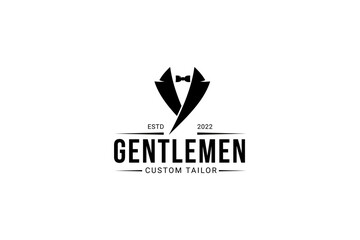 Wall Mural - gentleman custom tailor logo vector icon illustration