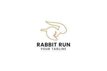 Sticker - rabbit jump logo vector icon illustration