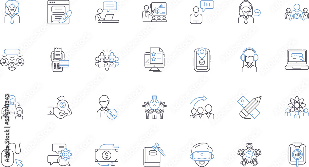 Professional Circles line icons collection. Nerking, Collaboration ...