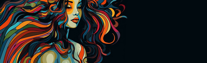 Wall Mural - Woman glamour lifestyle banner concept. Generative AI