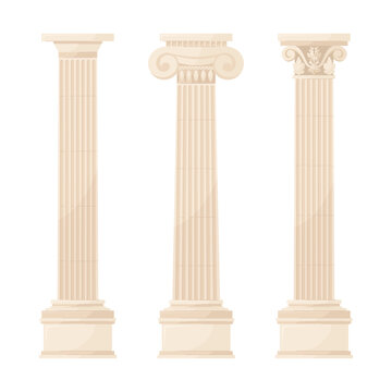 greek columns. a set of illustrations of three types of greek columns. ancient architecture. the bui