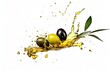 olive oil and olives on transparent background. Health vegan food conception. png