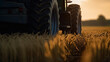 Tractor on a wheat field, Generative AI
