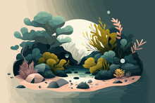 Tide Pool, Modern, Clean, Simple And Minimal, Streamlined Tech Illustration