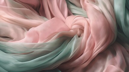  a close up of a pink and green fabric with a white background.  generative ai