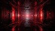  a red and black tunnel with red light at the end.  generative ai