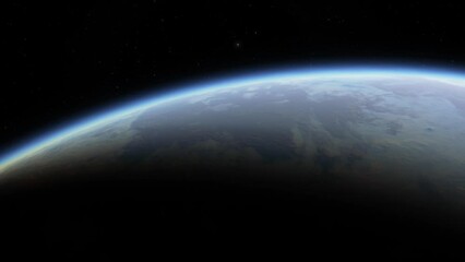 Wall Mural - cinematic animation of exoplanet in another solar system. a geologically active planet in another ga