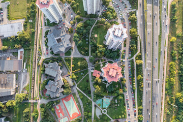 Canvas Print - High angle view of so called The Stars residential blocks in Katowice city, Poland