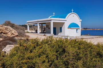 Sticker - Ayioi Anargyroi, small Orthodox chapel in Cape Greco National Park, Cyprus