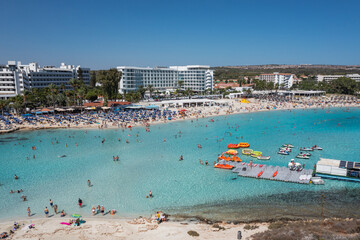 Canvas Print - Nissi island and beach in Ayia Napa tourist resort, Cyprus