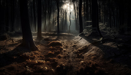 Poster - Autumn mystery unfolds on the forest footpath generated by AI