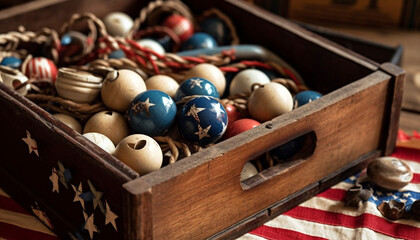 Sticker - Rustic wood box holds colorful Easter eggs generated by AI