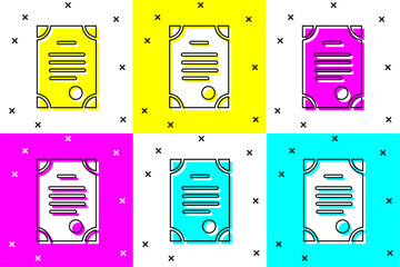 Sticker - Set Death certificate icon isolated on color background. Vector