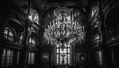 Poster - Illuminated altar inside majestic Gothic basilica generated by AI