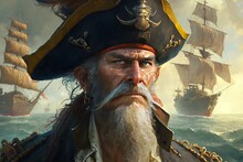 A Illustration Of A Man In A Pirate Costume Generative AI