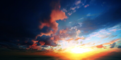 Wall Mural - night sky ,dramatic sunset orange dramatic cloudy blue sky nature landscape