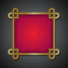 Wall Mural - Blank Empty Frame Love Knot Golden Color With Red and Black Gradient Luxury Background Illustration