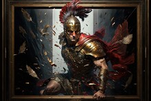 A Illustration Of A Roman Soldier With A Sword Generative AI