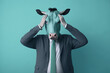 a cow in a business suit created with Generative AI technology