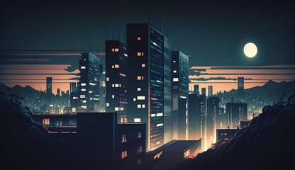 Canvas Print - night city skyline