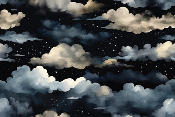 seamless pattern of clouds over the sky in night